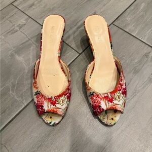 Nine West Women's Floral Heels - Red and White